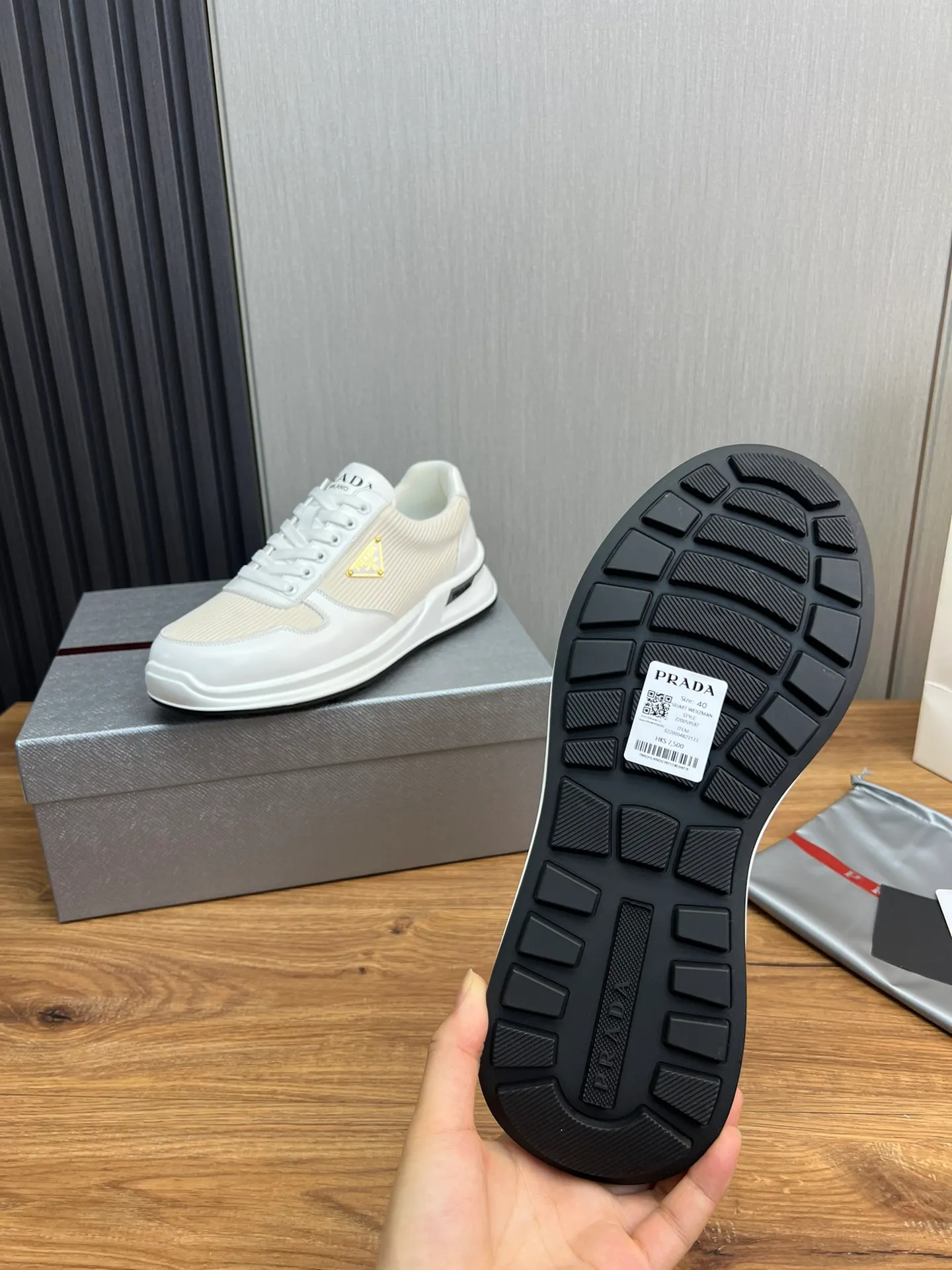 Men's shoes 💰580💰 [PRADA] Men's shoes are popular in the counter, official website is synchronized, 1 high-quality shipment ✔️Original cowhide stitching mesh + cowhide lining, 1🆚1 replica, original original bottom, 38-45 (45 customized, non-refundable)